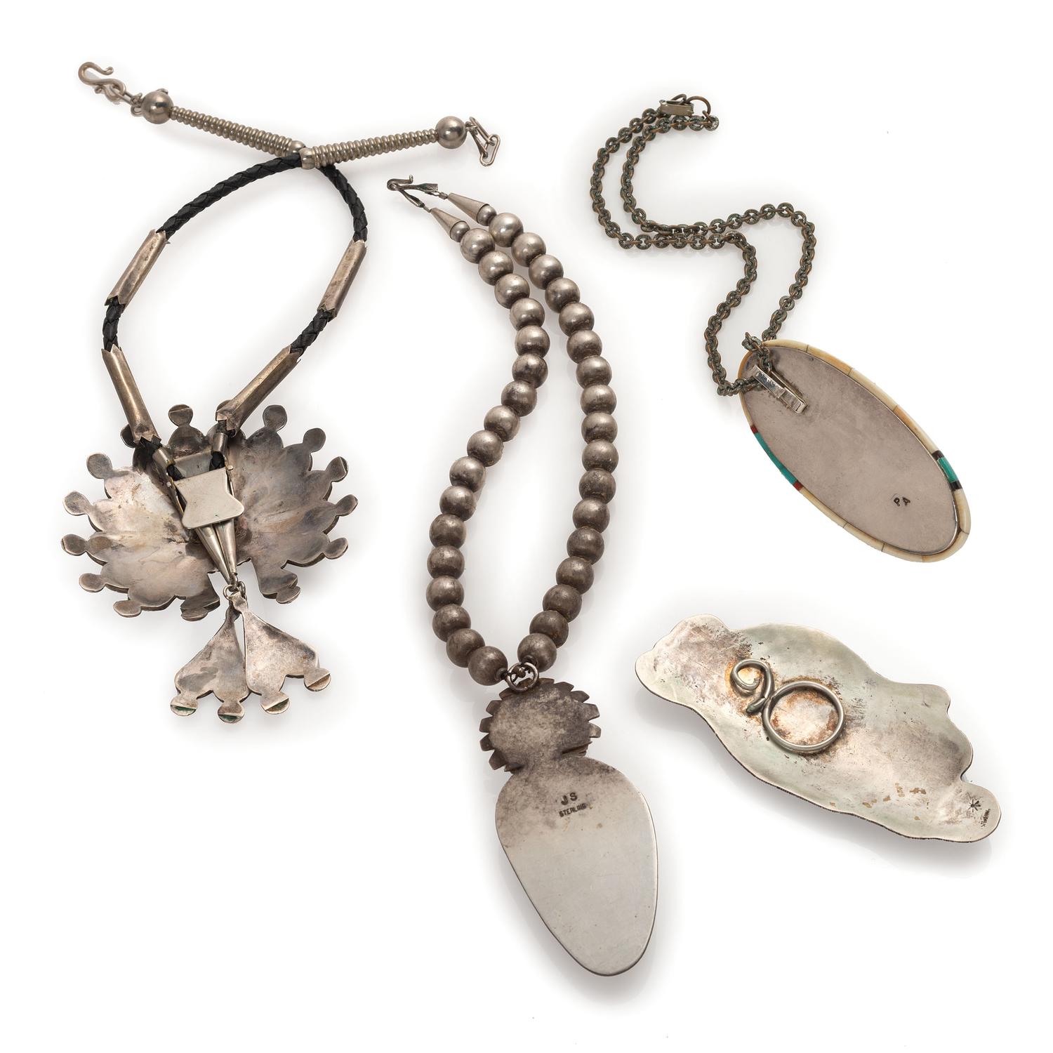 Group of Navajo and Zuni Pendants and Necklaces
