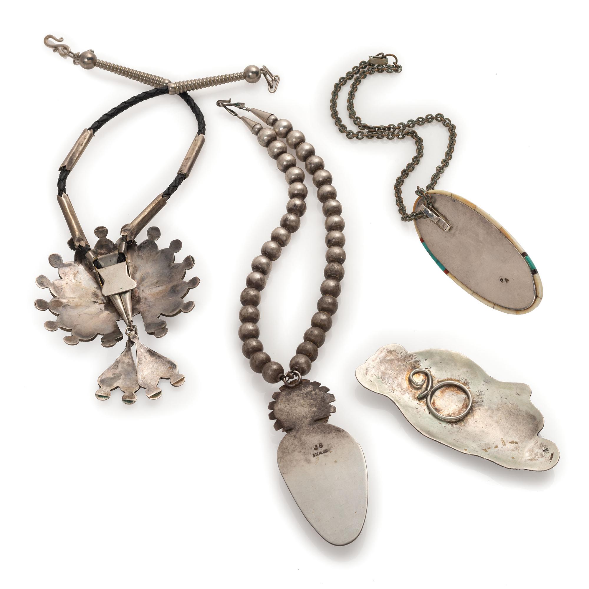 Group of Navajo and Zuni Pendants and Necklaces