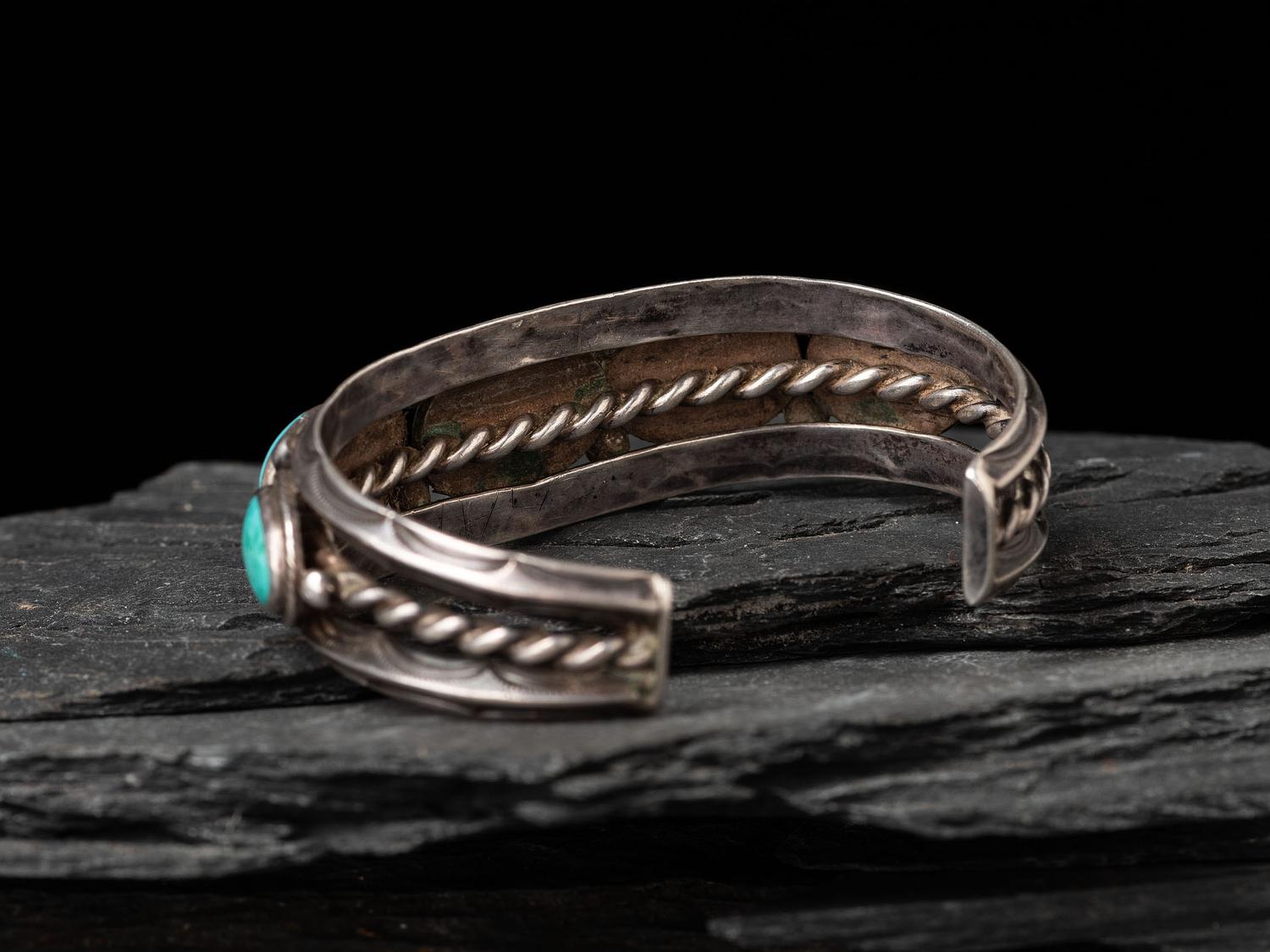 Navajo Silver and Lone Mountain Turquoise Cuff Bracelet