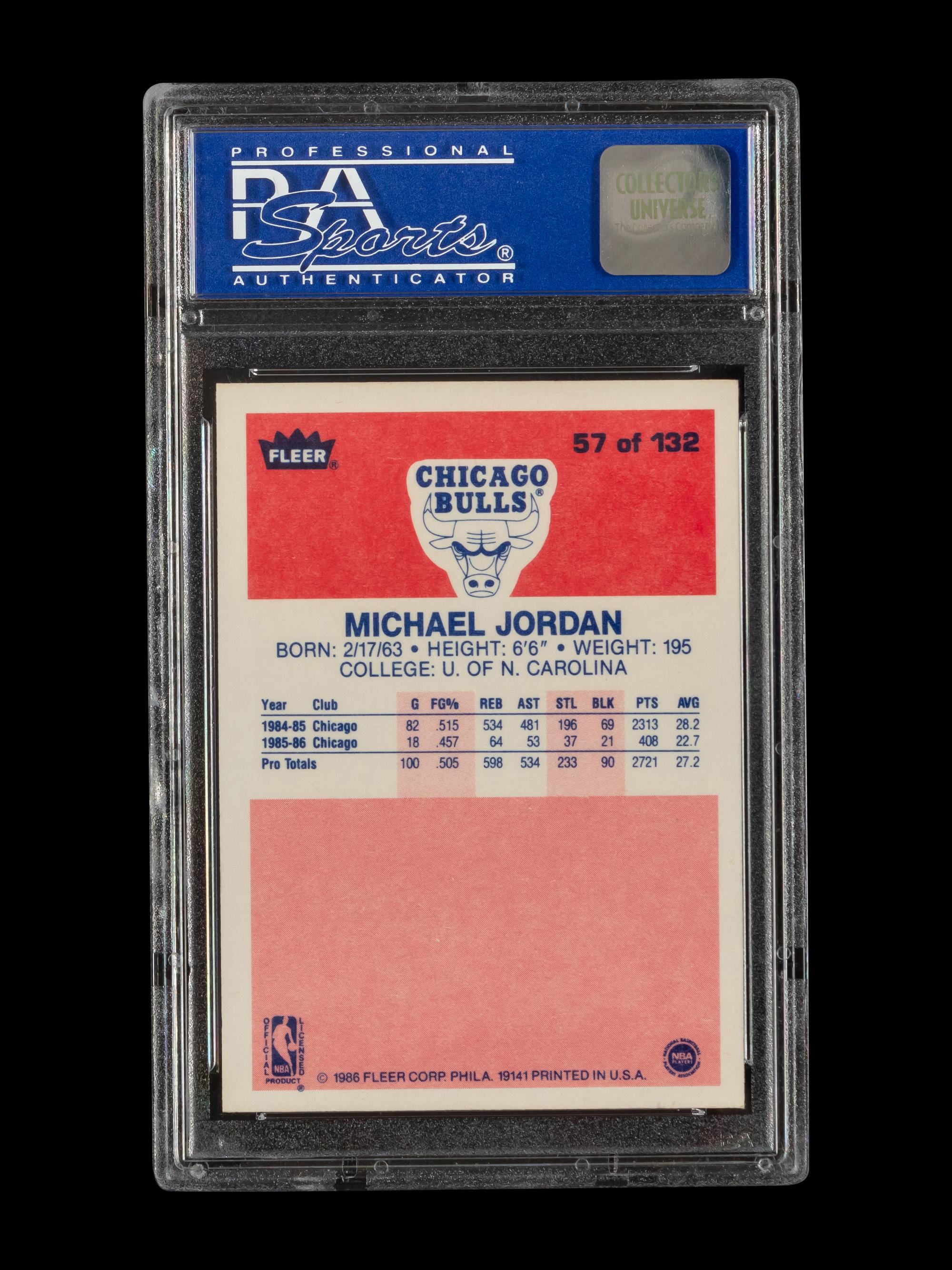 A 1986-87 Fleer Michael Jordan Rookie Basketball Card No. 57 (PSA 7 NM)