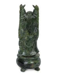 A Chinese Carved Spinach Jade Laughing Buddha — 20TH CENTURY