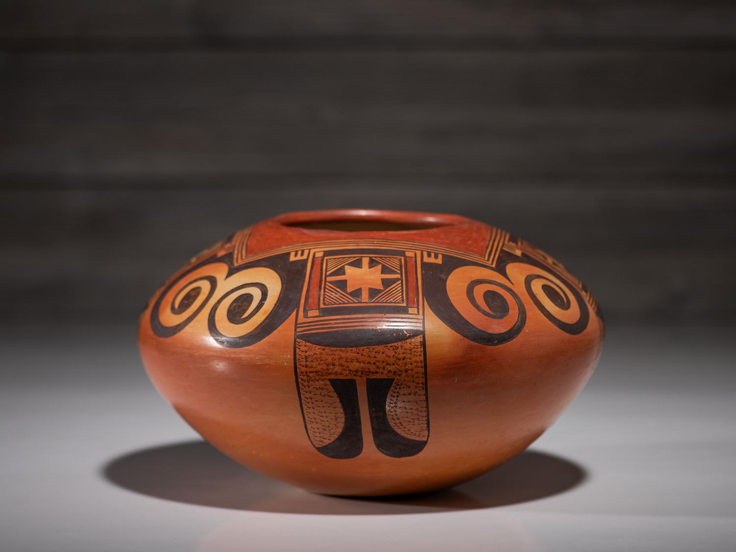 Polychrome Pottery Jar, with Eagle Tail Design