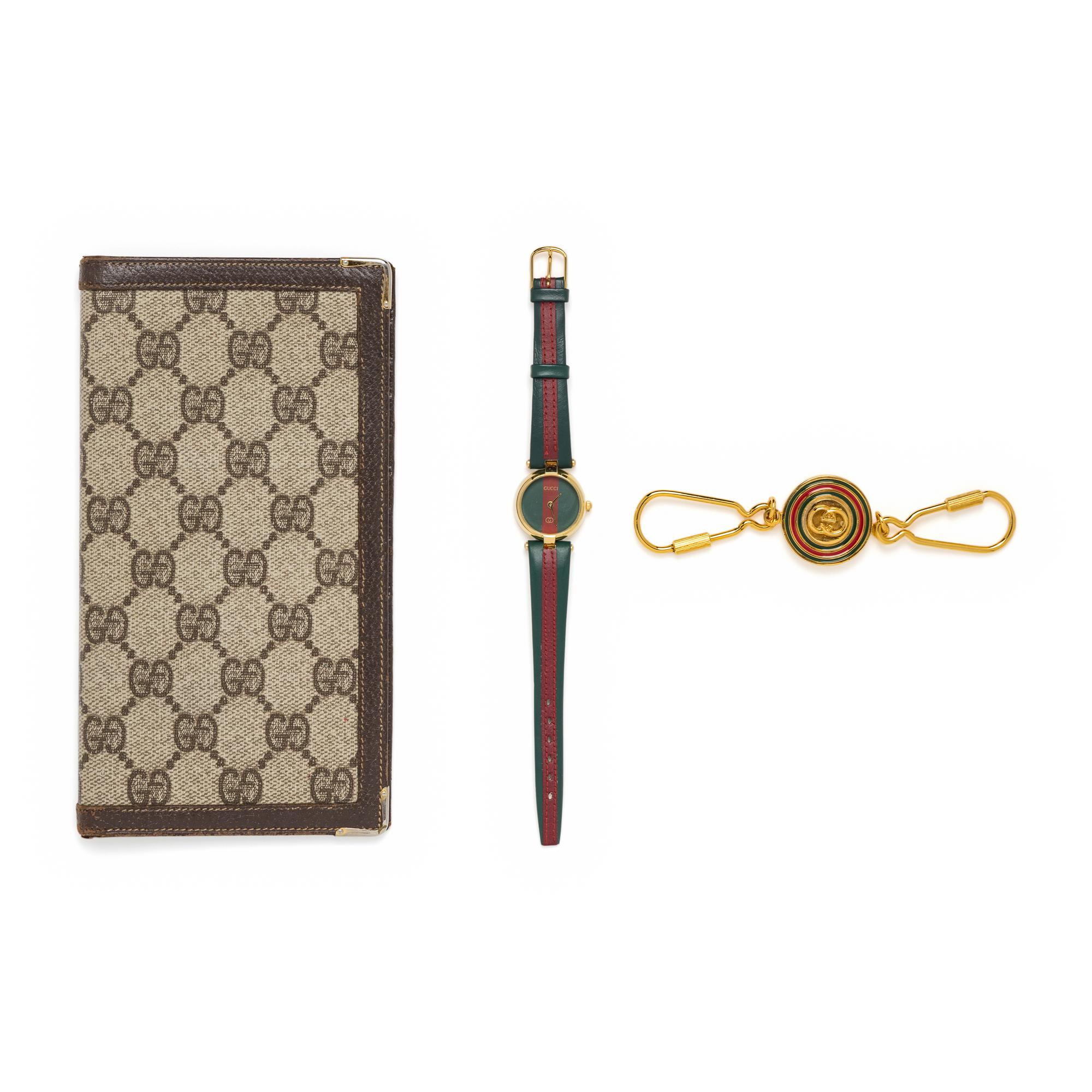 Vintage Gucci; Wallet, Watch, and Key Chain