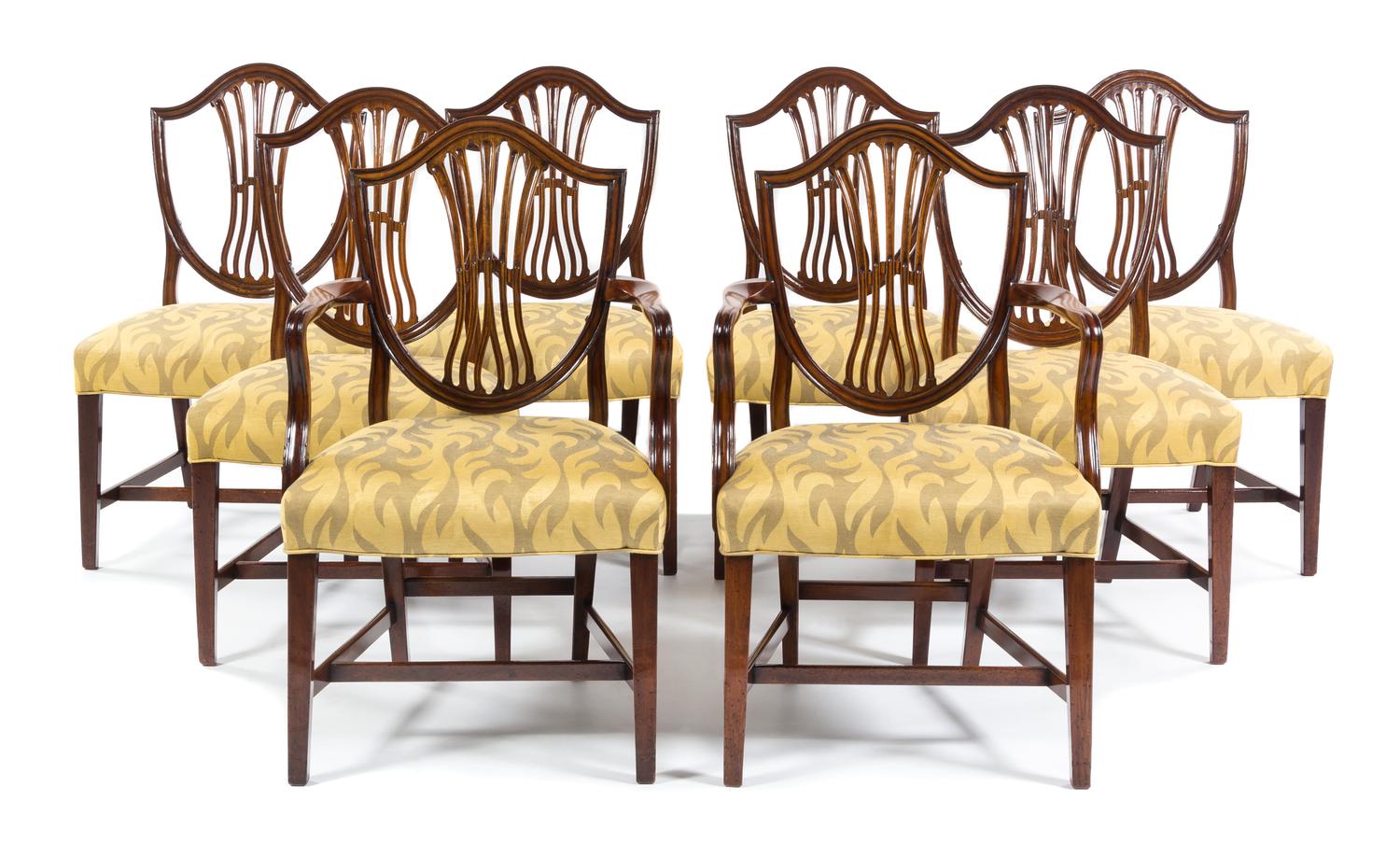 A Set of Eight George III Mahogany Dining Chairs Height 37 inches. — LATE 18TH CENTURY