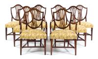 A Set of Eight George III Mahogany Dining Chairs Height 37 inches. — LATE 18TH CENTURY