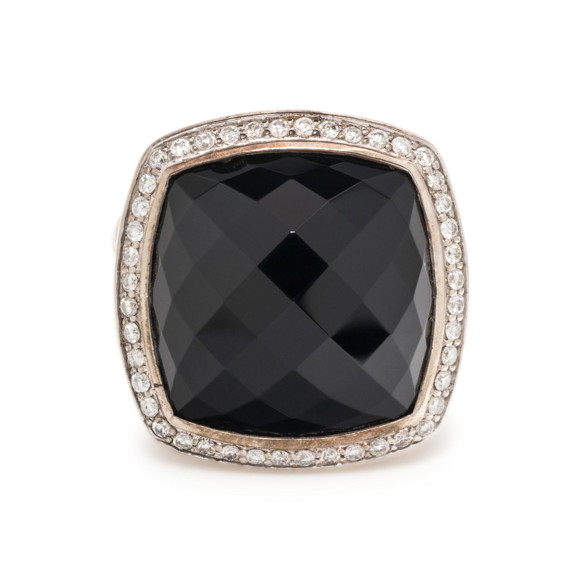 DAVID YURMAN, STERLING SILVER, ONYX AND DIAMOND 'ALBION' RING