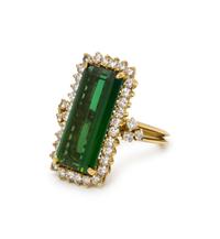 GREEN TOURMALINE AND DIAMOND RING
