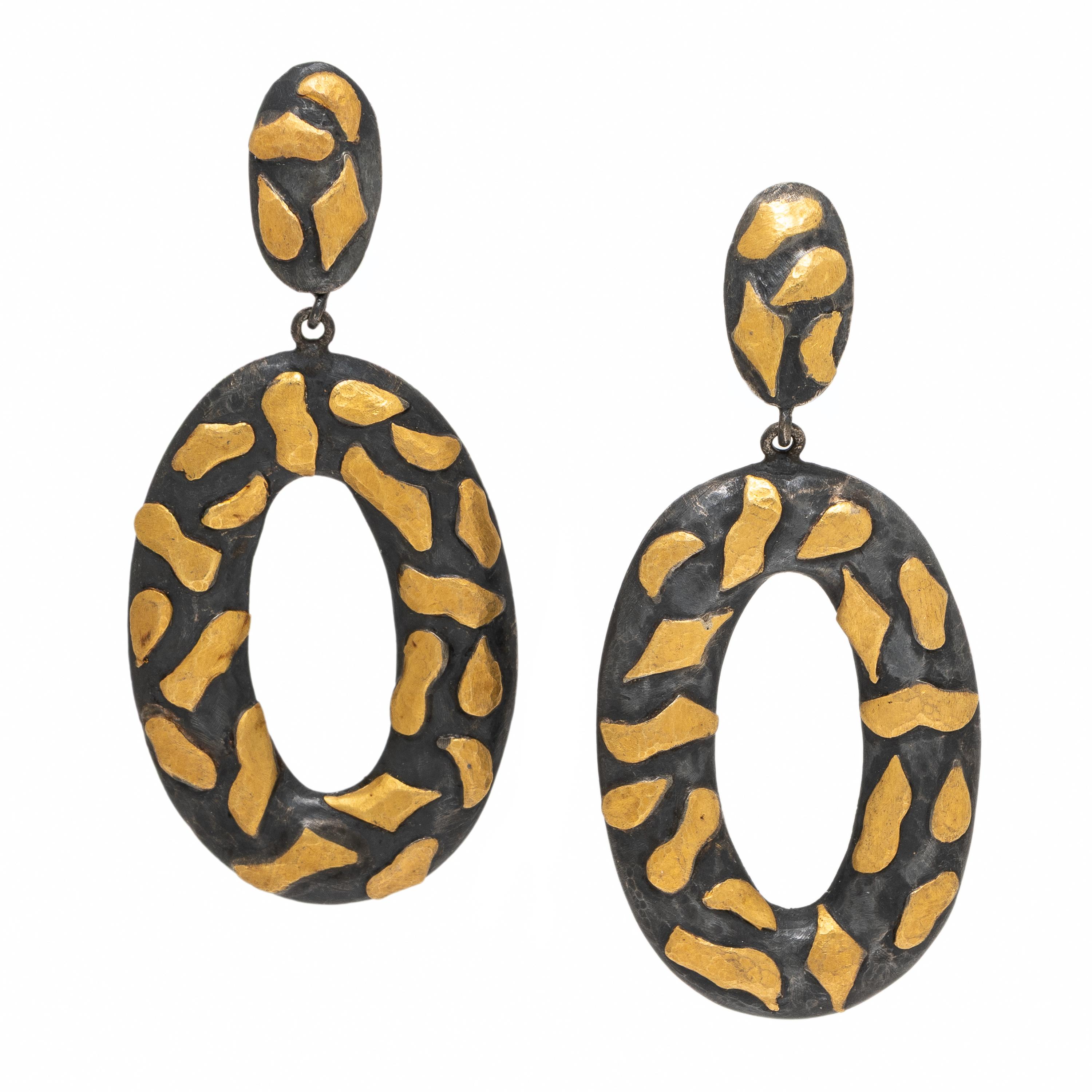 Yossi Harari, 'Libra', Silver and Yellow Gold Earrings