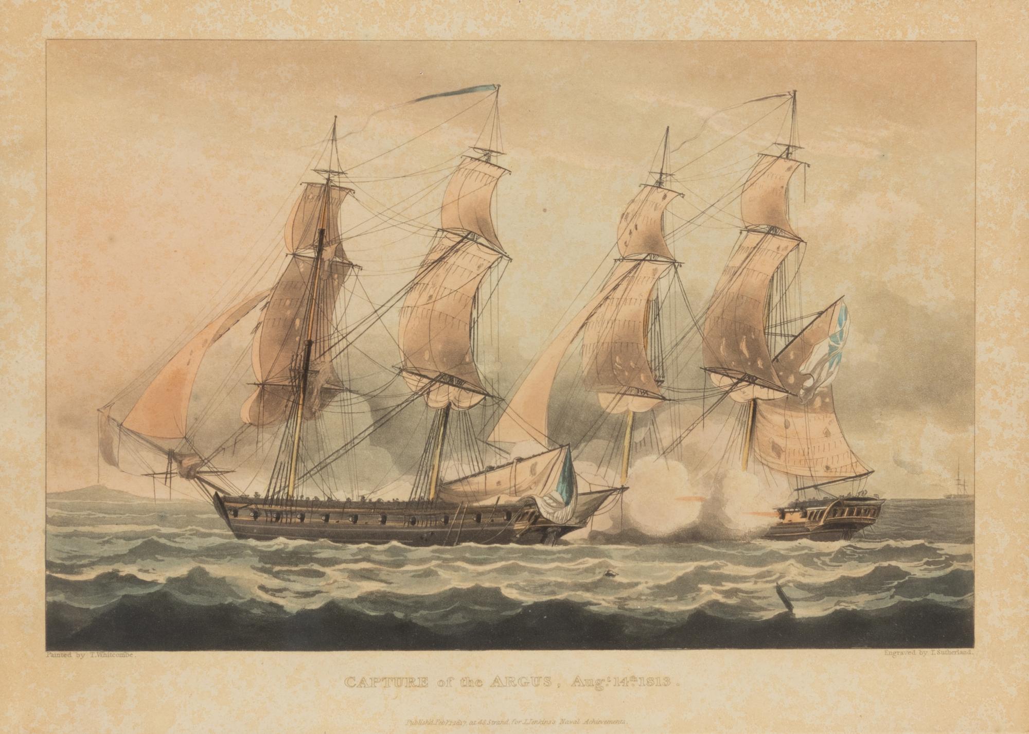 A Set of Twenty-One English Hand-Colored Maritime Engravings