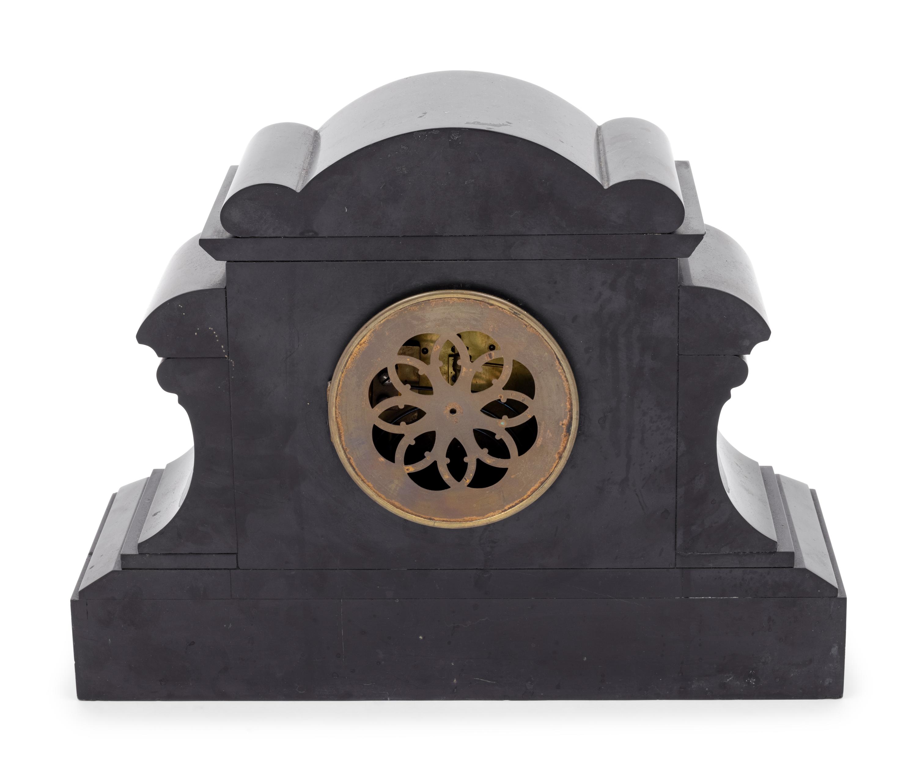 A Gilt Bronze and Slate Mantel Clock Retailed by Tiffany and Co.