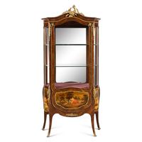 A Pair of Louis XV Style Kingwood, Vernis Martin and Gilt Bronze Mounted Vitrine Cabinets