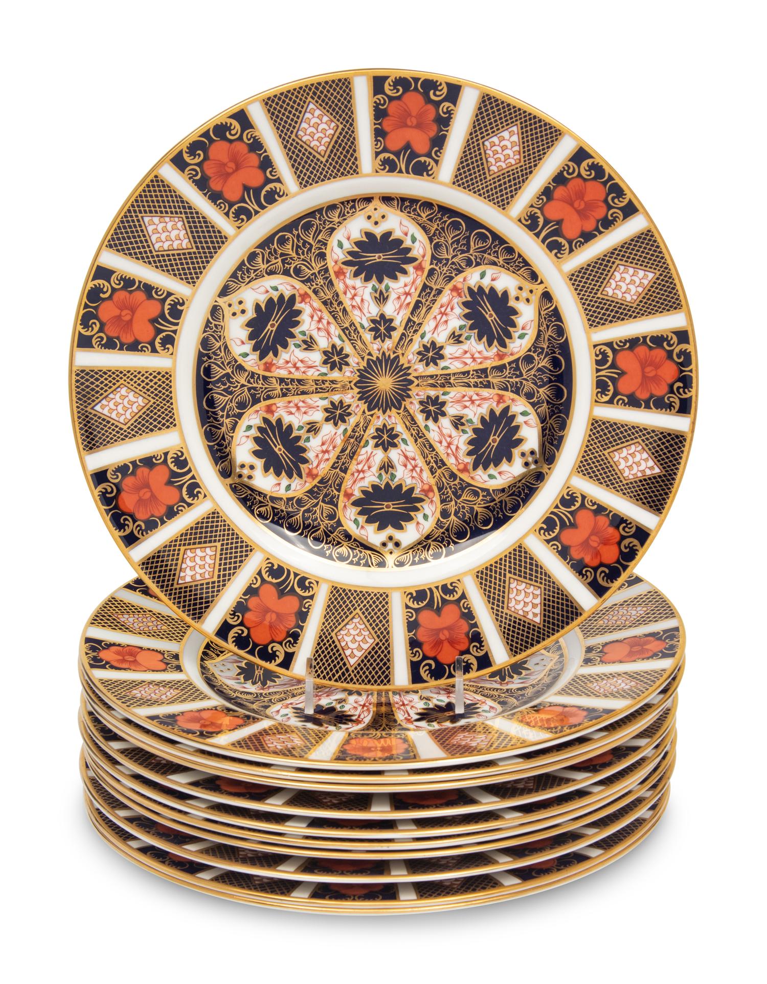 A Set of Eleven Royal Crown Derby Old Imari Porcelain Plates