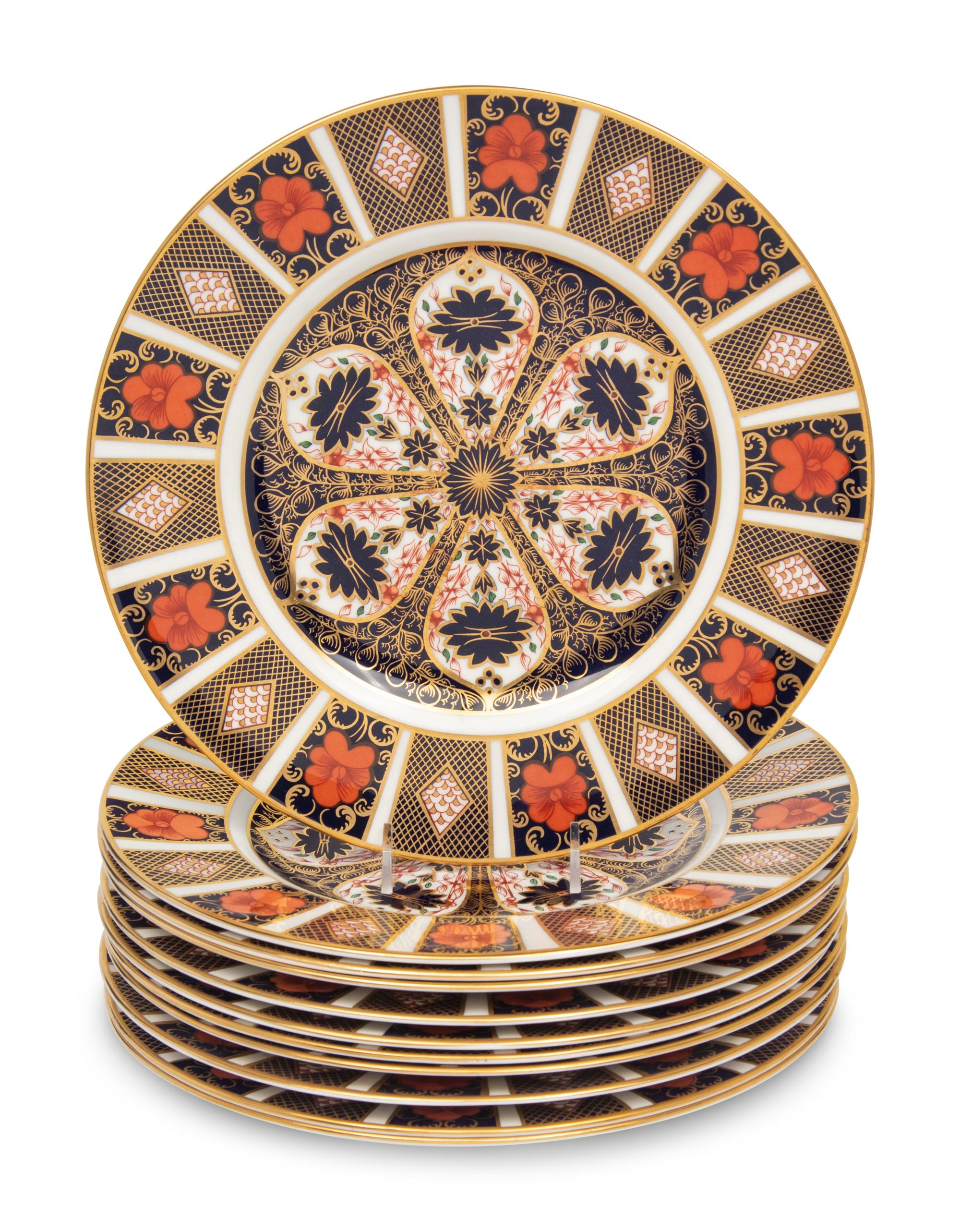 A Set of Eleven Royal Crown Derby Old Imari Porcelain Plates