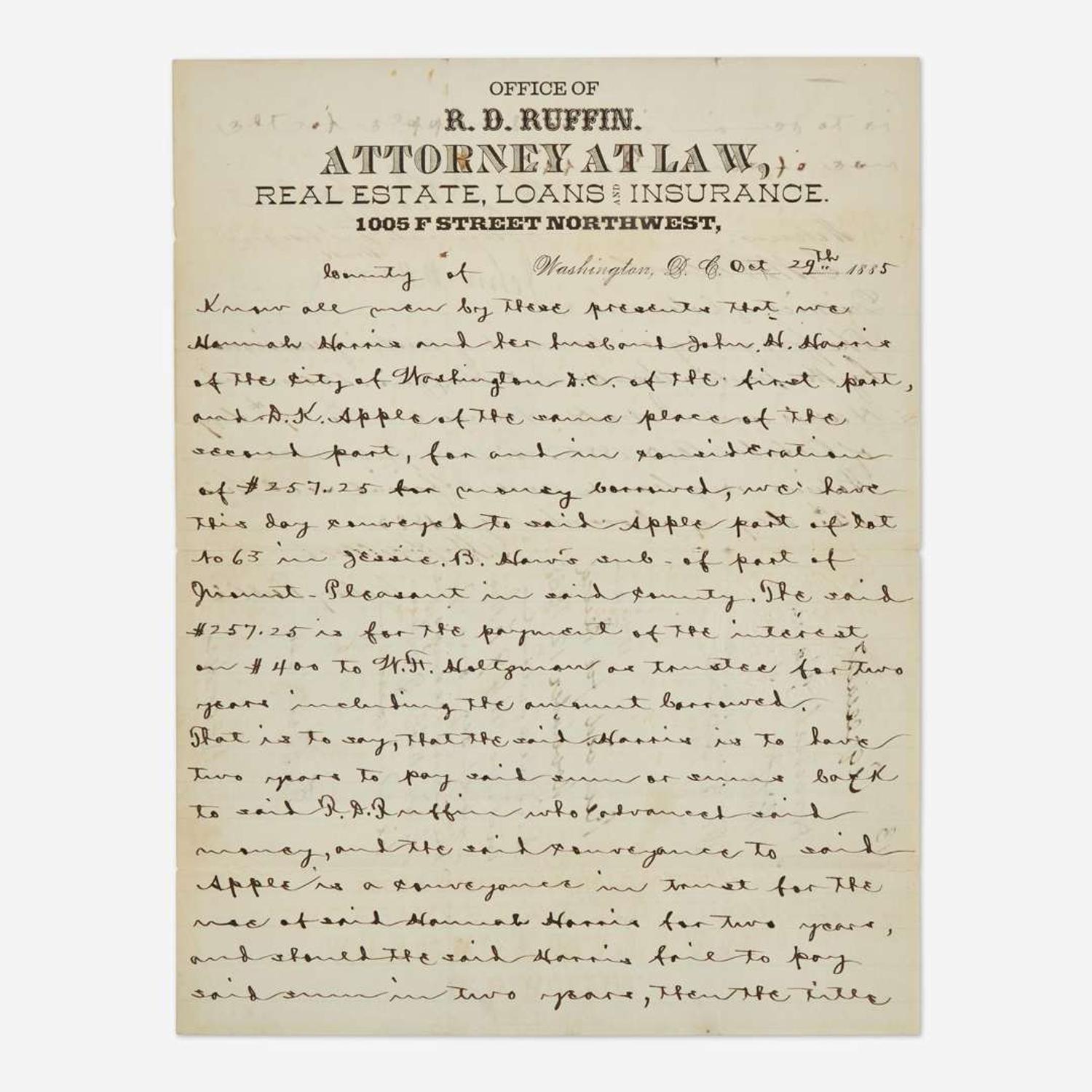 [African-Americana] Douglass, Frederick Document, signed