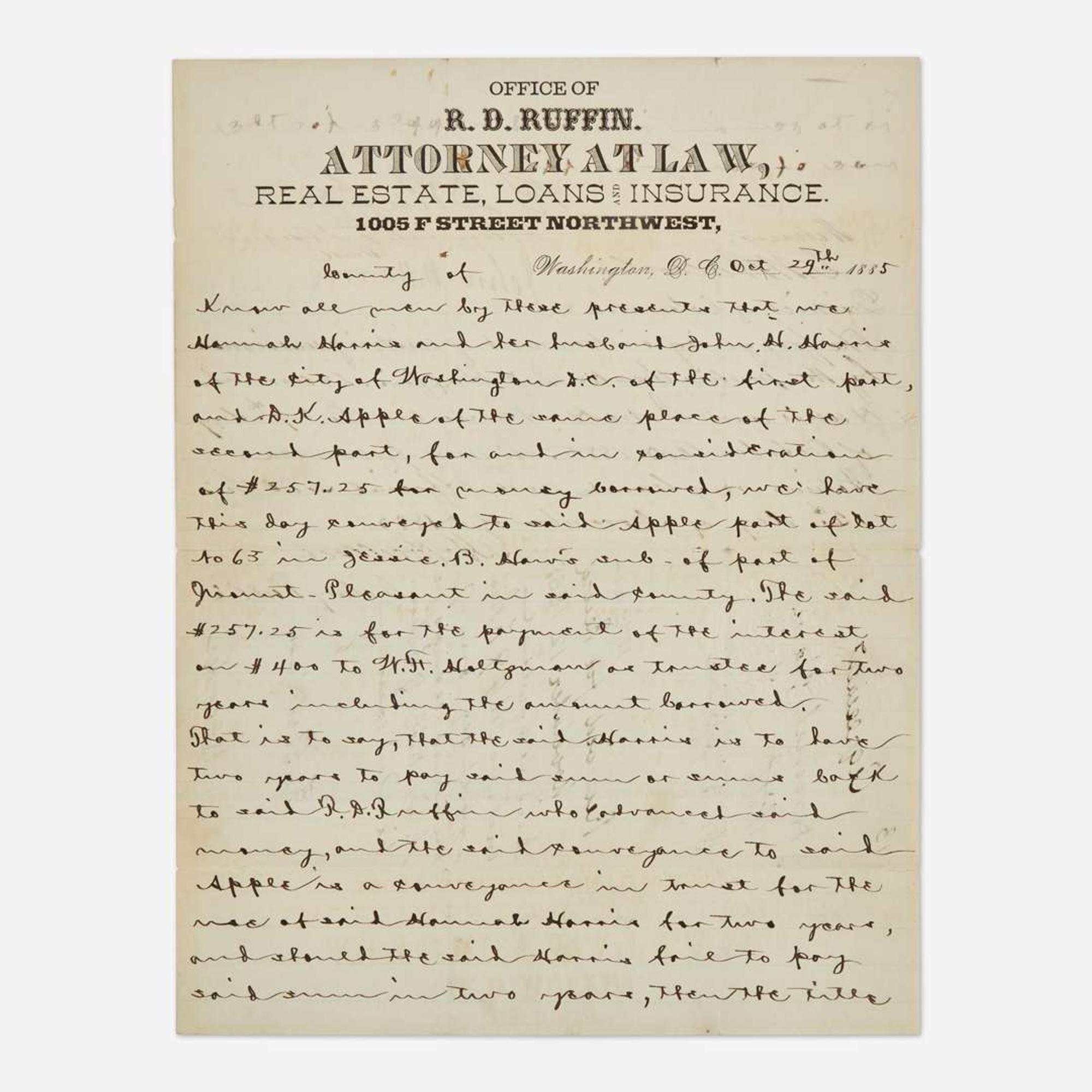 [African-Americana] Douglass, Frederick Document, signed