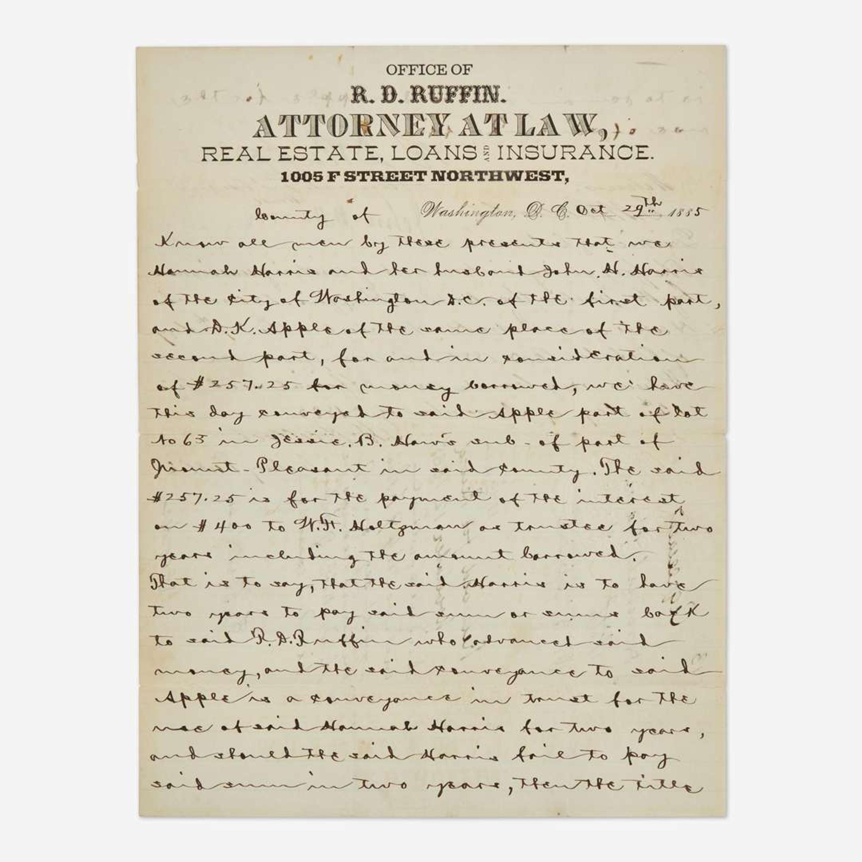 [African-Americana] Douglass, Frederick Document, signed