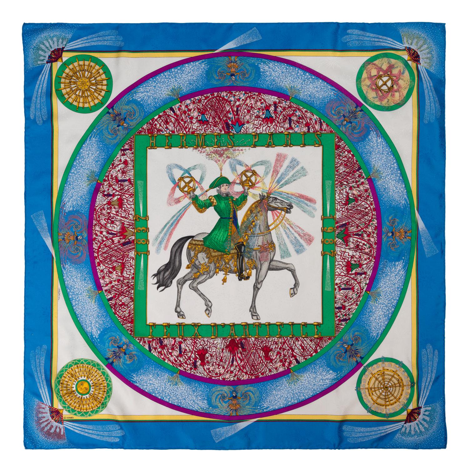 Four Silk Scarves: Two Hermès and Two Gucci