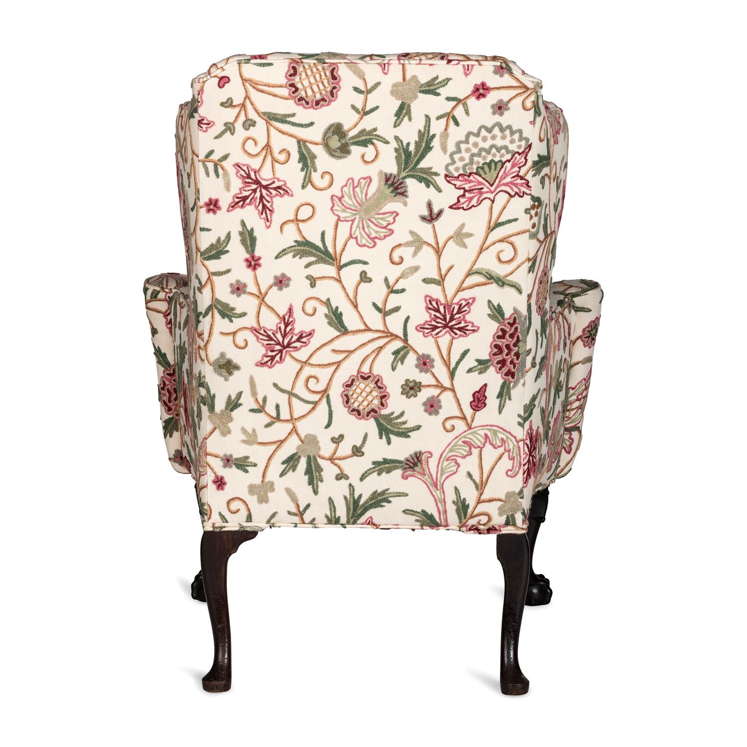 A George III Shell Carved Mahogany Claw and Ball Foot Easy Chair