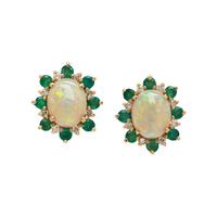 OPAL, EMERALD, AND DIAMOND EARRINGS