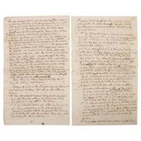 [REPUBLIC OF TEXAS]. HUSTON, Felix (1800-1857). Autograph letter signed ("Felix Huston"), "To His Excellency Mirabeau B. Lamar President of Texas," a draft detailing "a proposition for the defense of Texas." City of Houston, 31 December 1838.