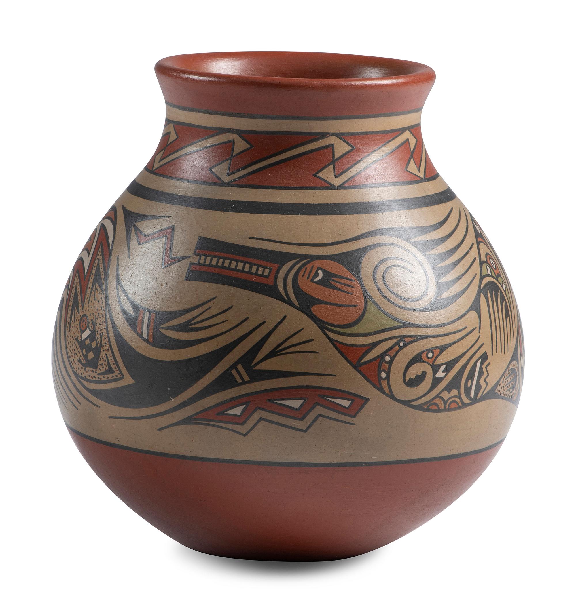 Polychrome Pottery Jar, with Avanyu