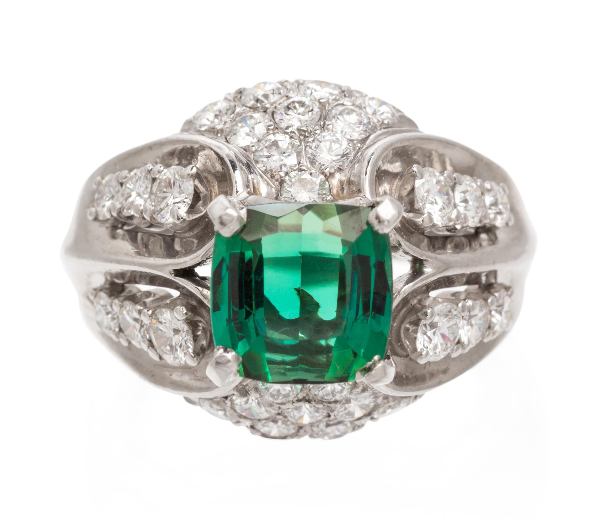 A Platinum, Tourmaline and Diamond Ring, 8.30 dwts.