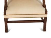 A George II Style Mahogany White Leather Upholstered Library Chair — 20th Century