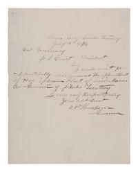 [IDAHO TERRITORY]. THOMPSON, David P. (1834-1901). Autograph letter signed ("D. P. Thompson"), as Idaho Territory Governor, to Ulysses S. GRANT. Boise City, ID, 16 July 1876.