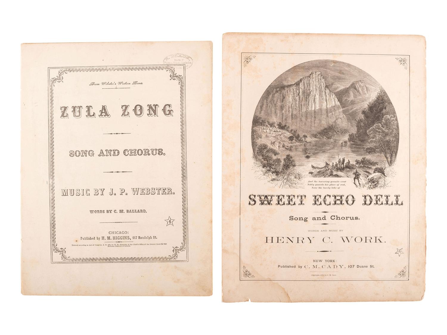 [CIVIL WAR]. 170+ Sheet music, incl. over 50 Civil War songs and many pre-Fire Chicago imprints.