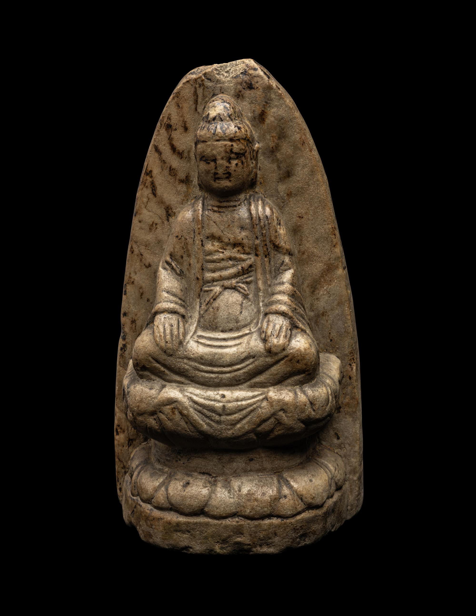 A Chinese Marble Figure of Seated Buddha