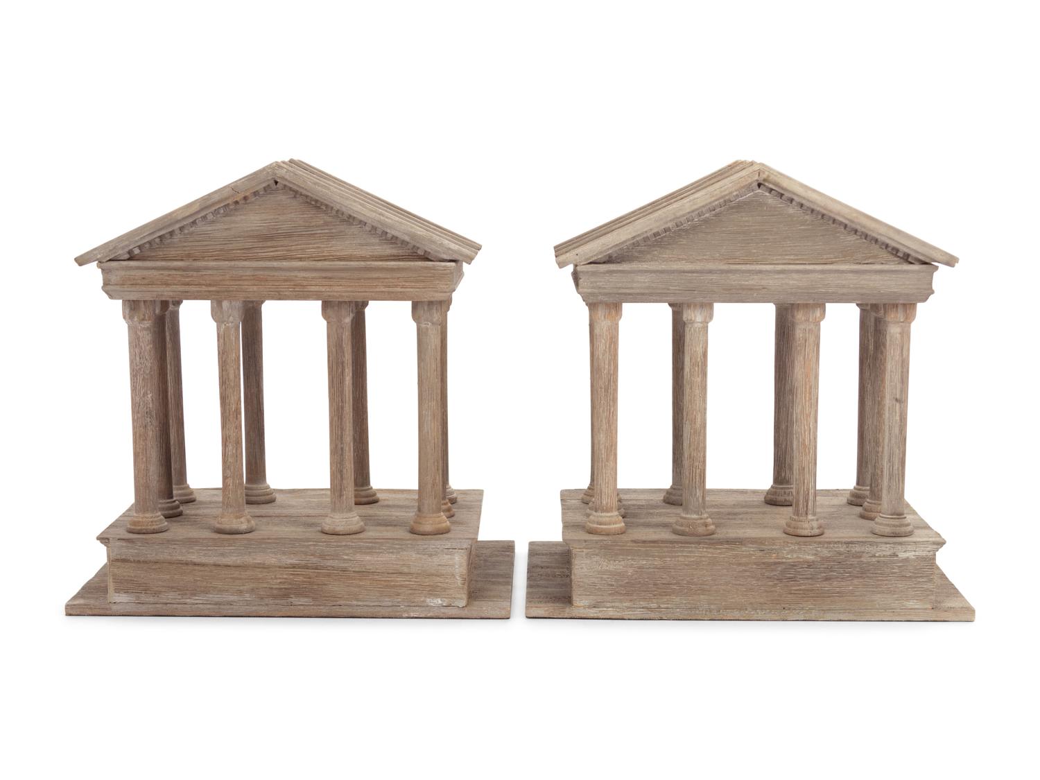 A Pair of Wood Architectural Model Bookends