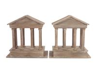 A Pair of Wood Architectural Model Bookends