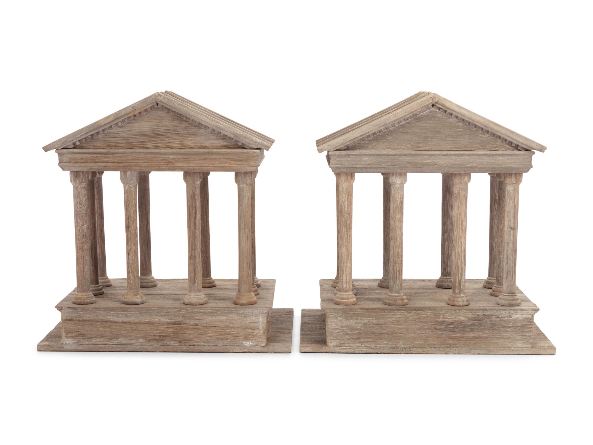 A Pair of Wood Architectural Model Bookends