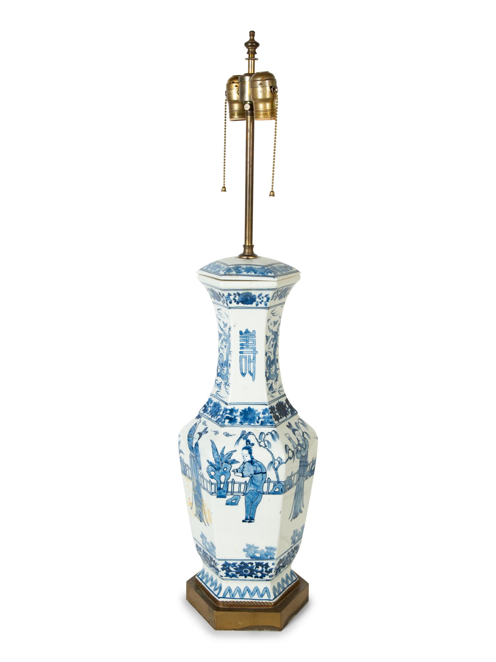 A Chinese Export Porcelain Vase Mounted as a Lamp