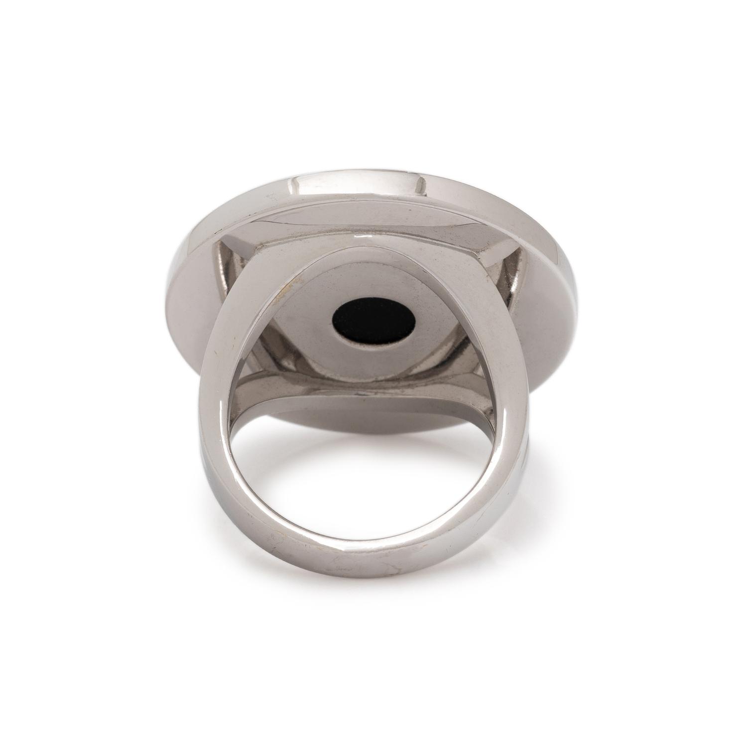 BULGARI, ONYX AND WHITE GOLD RING