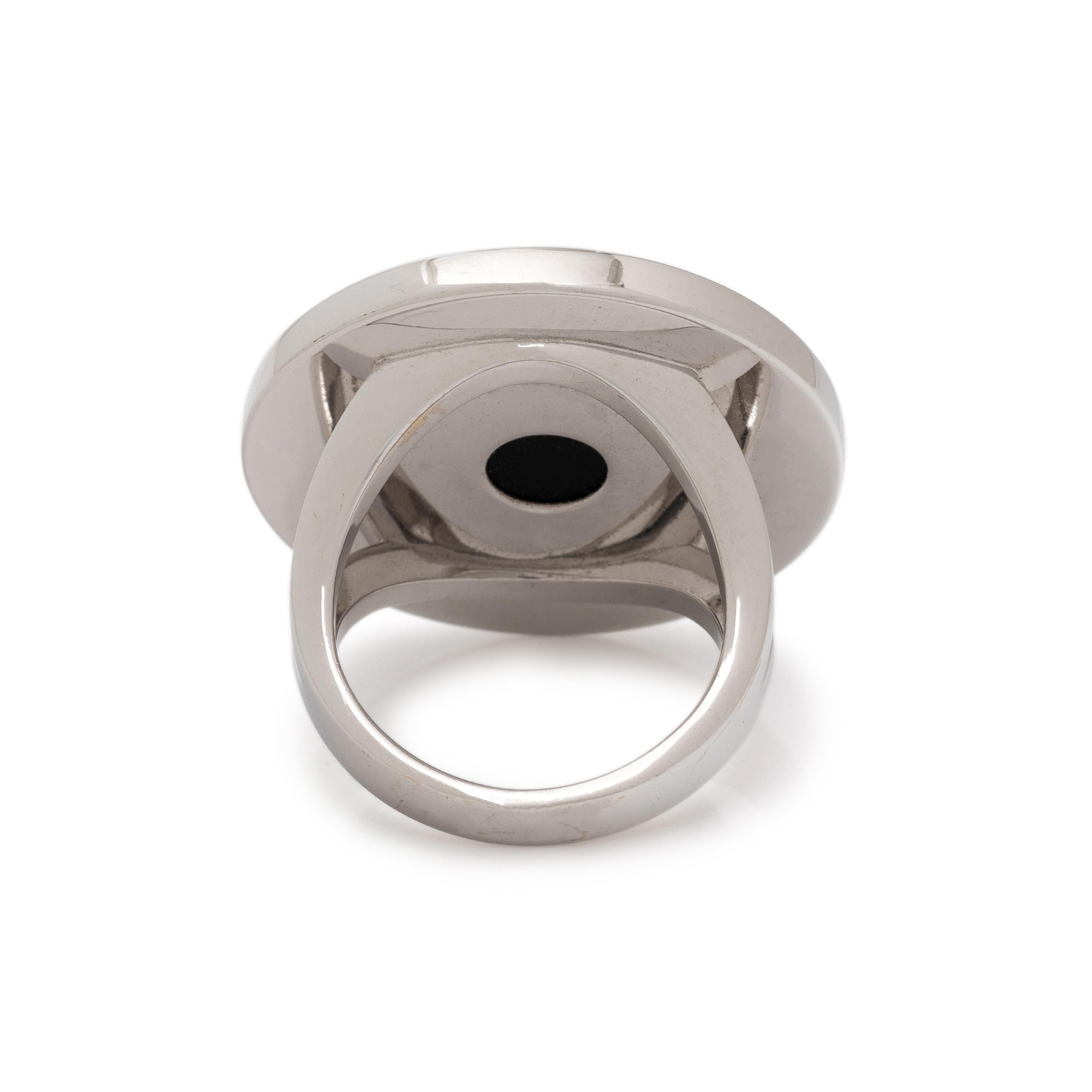 BULGARI, ONYX AND WHITE GOLD RING