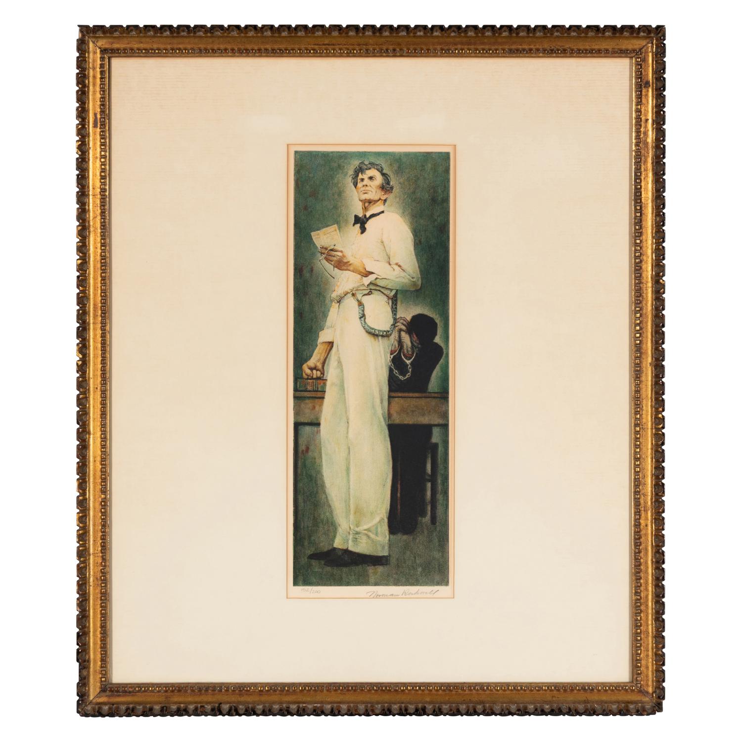 Norman Rockwell (American, 1894-1978) Lincoln for the Defense , 1962 color lithograph on Arches wove paper edition 152/200, signed Norman Rockwell (lower right)