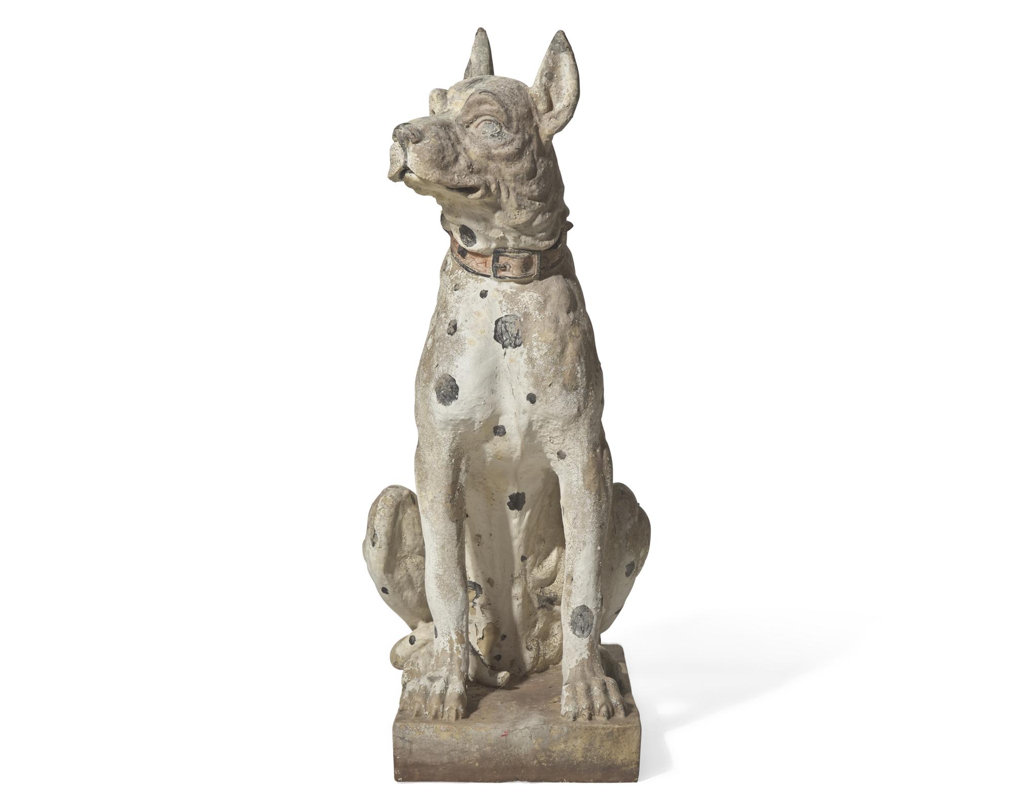A painted cast resin figure of a mastiff, probably 20th century