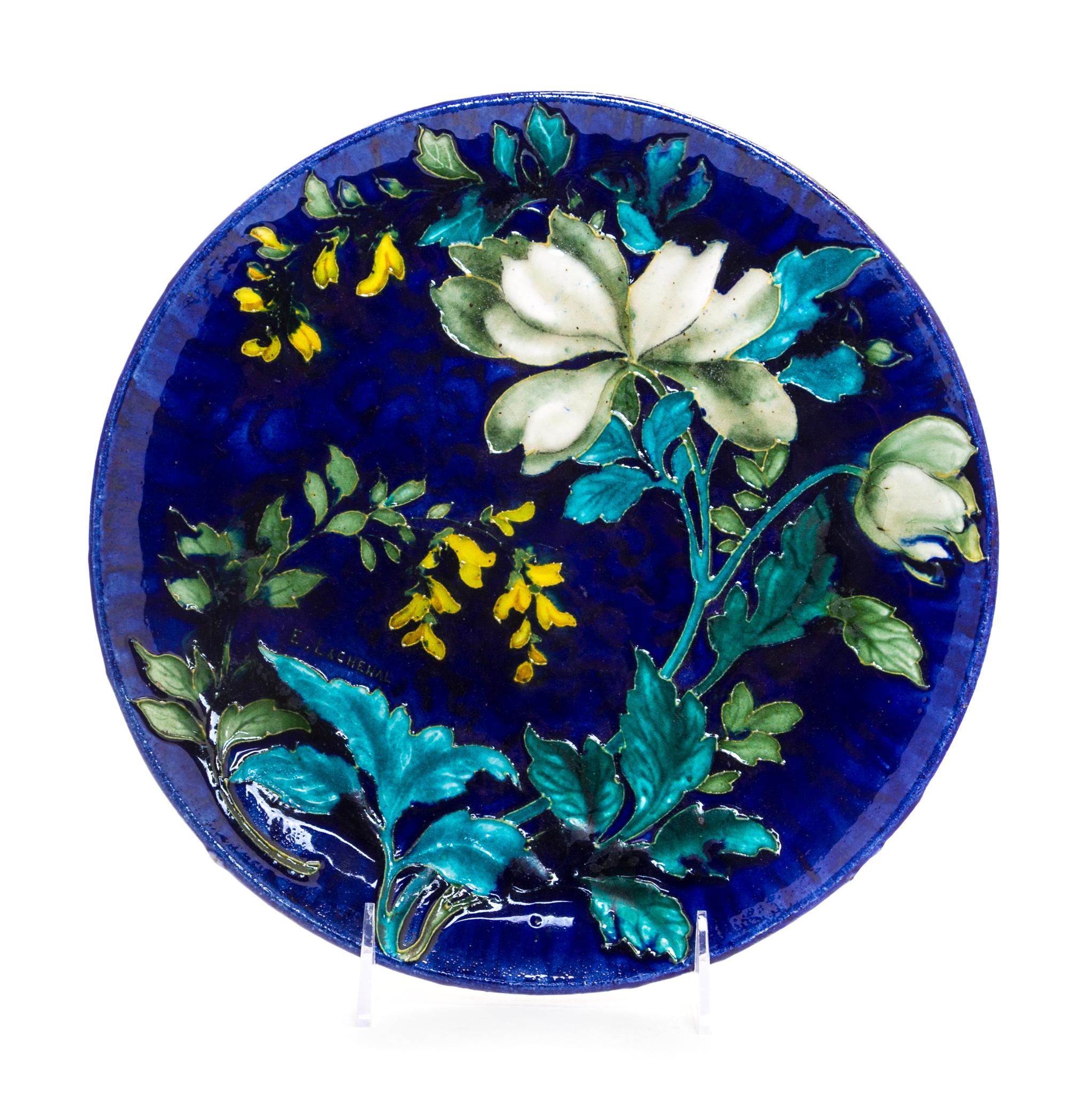 A French Enameled Earthenware Charger Diameter 10 1/8 inches. — EDMOND LACHENAL, CIRCA 1900