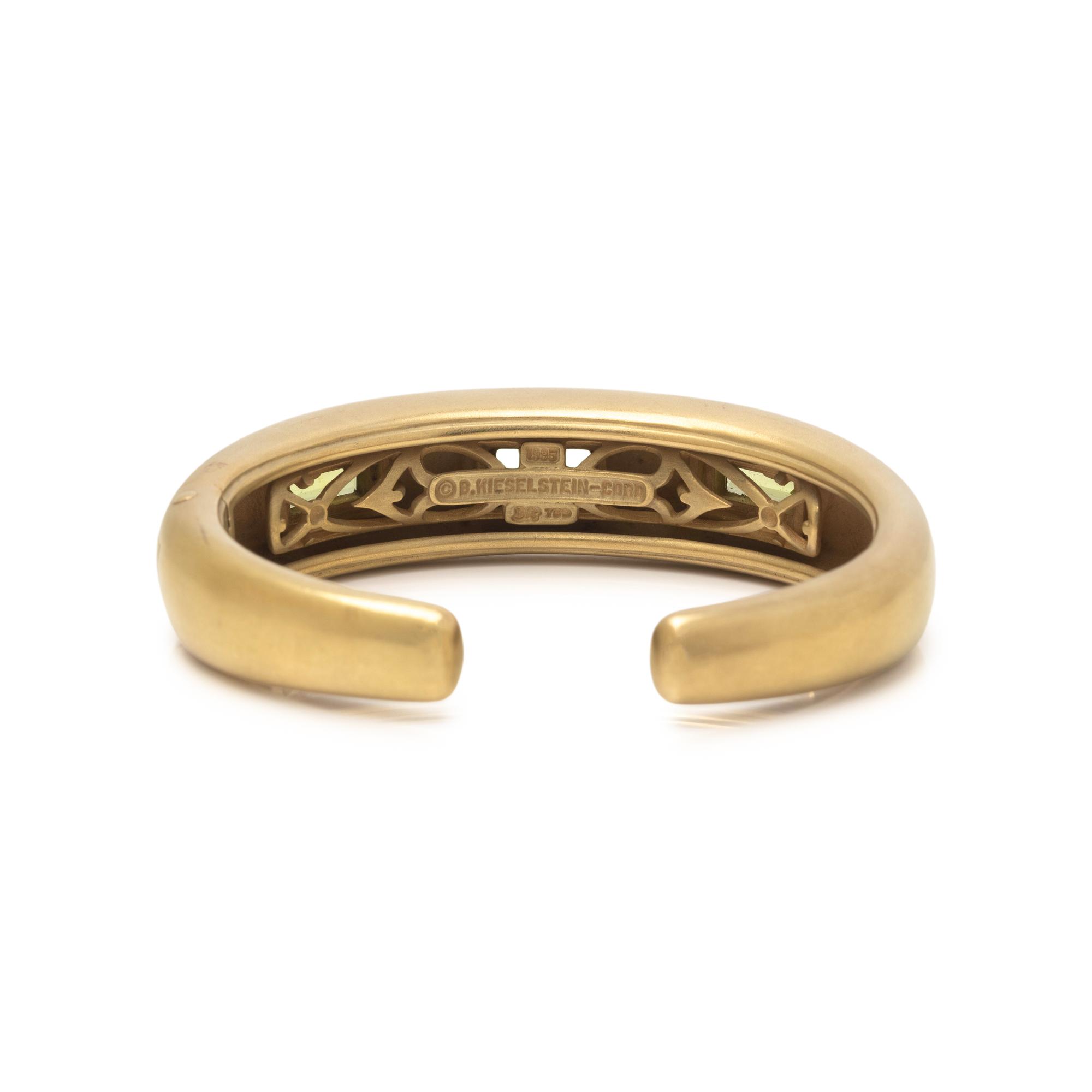 KIESELSTEIN-CORD, YELLOW GOLD AND PERIDOT CUFF BRACELET