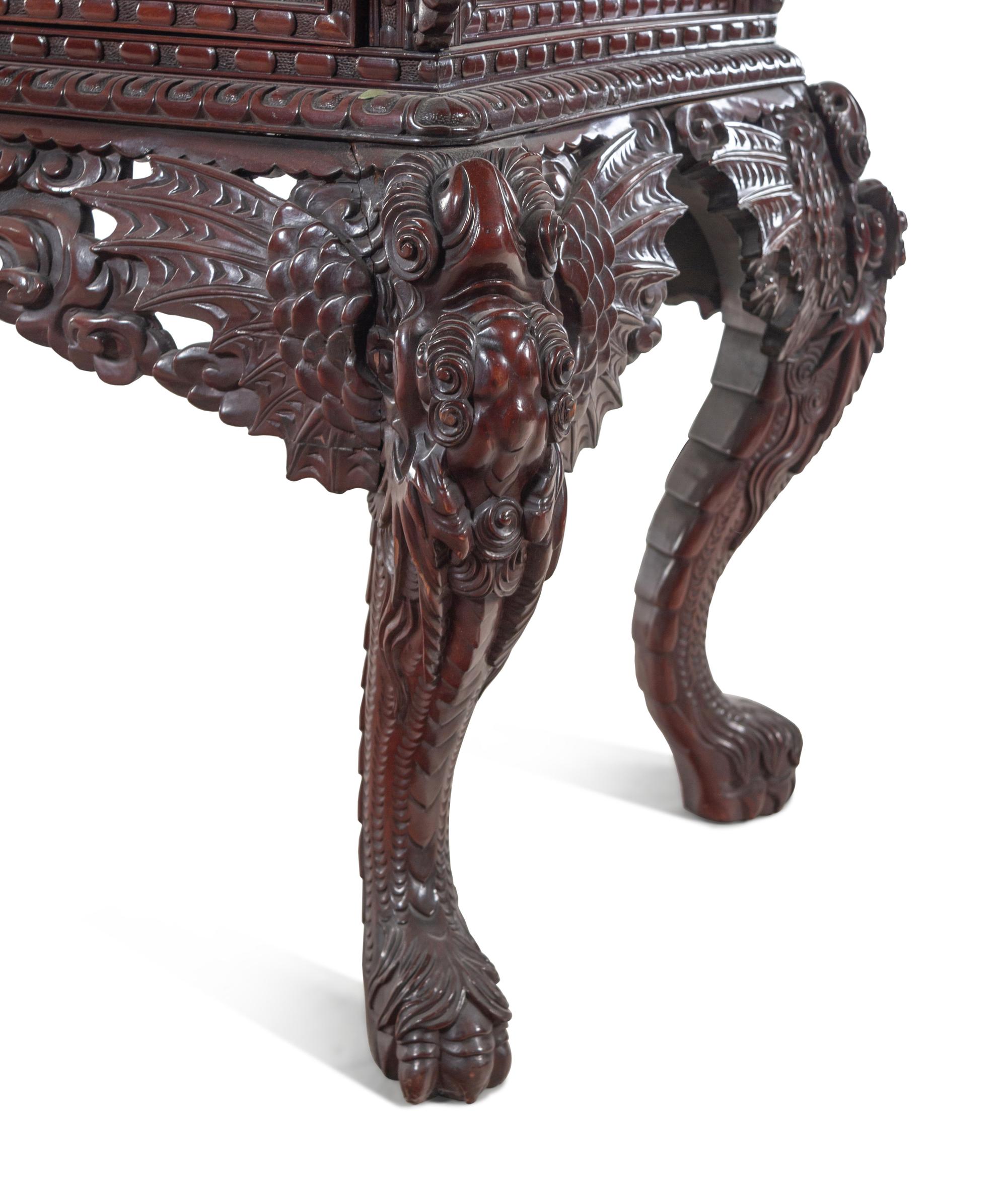 A Japanese Export Carved Hardwood Table