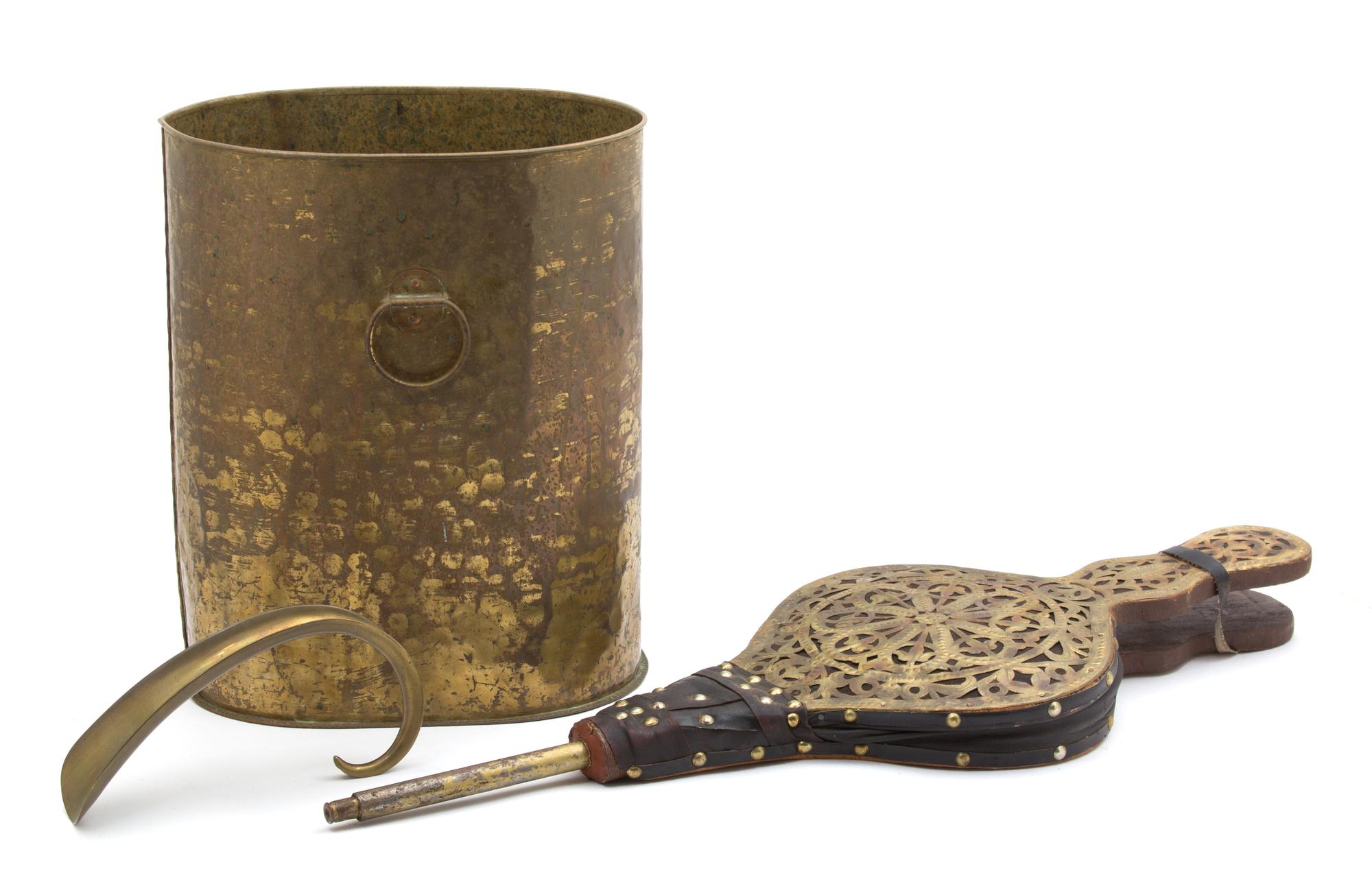Three Brass Articles Length of bellows 26 1/2 inches — 20TH CENTURY
