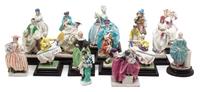 Eighteen Chelsea Cheyne Studio Porcelain Figures Height approximately 8 inches. — 20TH CENTURY
