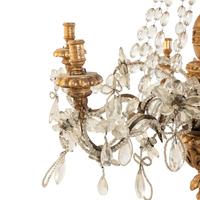 A Pair of Italian Giltwood and Cut-Glass Six-Light Chandeliers