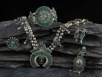 Zuni Silver and Turquoise Petit Point Jewelry