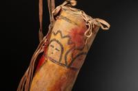 Painted Buffalo Hide Parfleche Cylinder
