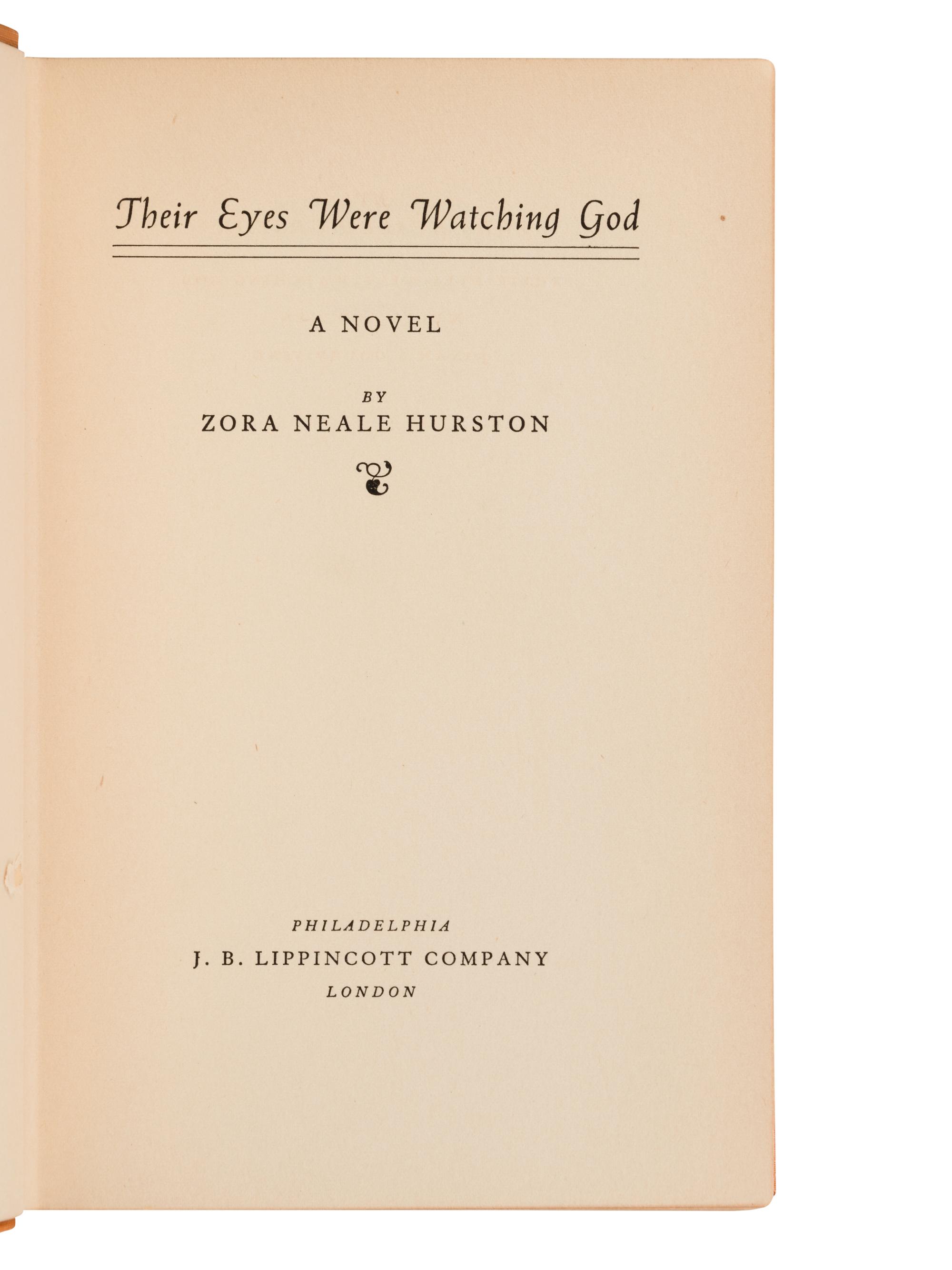 [AFRICAN AMERICAN LITERATURE]. HURSTON, Zora Neale (1891-1960). Their Eyes Were Watching God. Philadelphia: J. B. Lippincott Company, 1937.