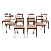 A Set of Eight Regency Brass Inlaid Mahogany Dining Chairs