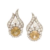 Sinhalite, Diamond, and Platinum Earrings