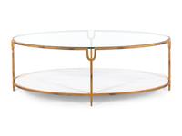 A Contemporary Gilt Metal, Stone and Glass Cocktail Table